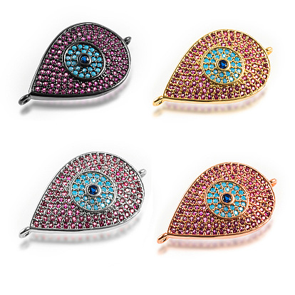 Water drop evil eye CZ jewelry connector Turkish eye DIY bead jewelry accessories micro-set