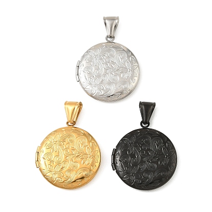 316 подвески из нержавеющей стали Locket, с 304 защелкой из нержавеющей стали на поручнях, долговечный, ионное покрытие (ip), плоский круглый с цветными чарами