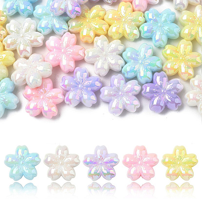 30 шт. 5 цвета светящиеся и УФ-покрытие непрозрачные акриловые бусины-цветы, светится в темноте