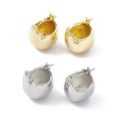 Pendientes de aro de cúpula redonda de latón para mujer.