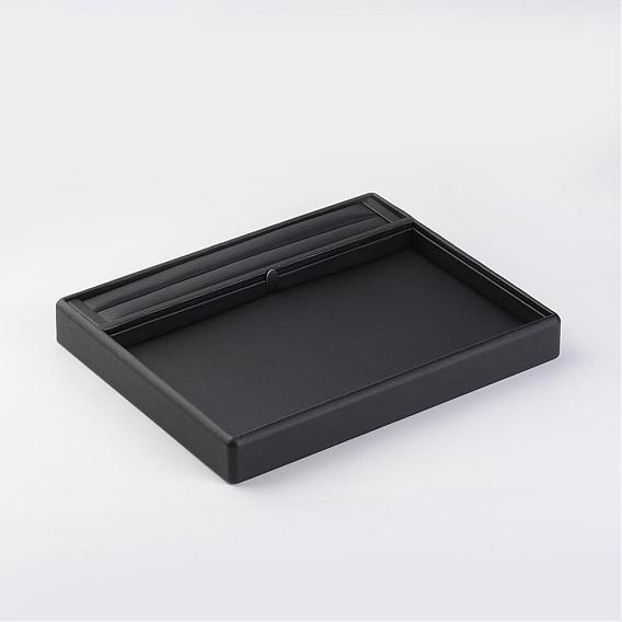Wooden Jewelry Presentation Boxes, Covered with PU Leather, 25.1x20x3cm