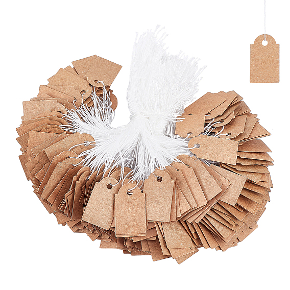 Étiquettes de prix du papier, avec cordon, aucun motif, rectangle
