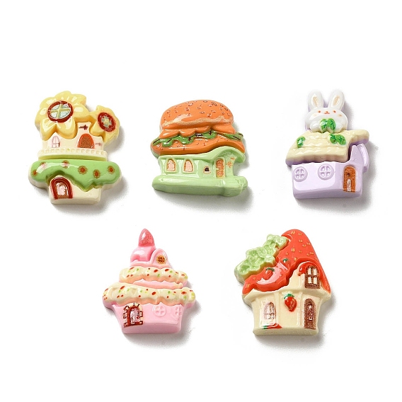 Мультяшный пищевой дом из непрозрачной смолы декодирует кабошоны