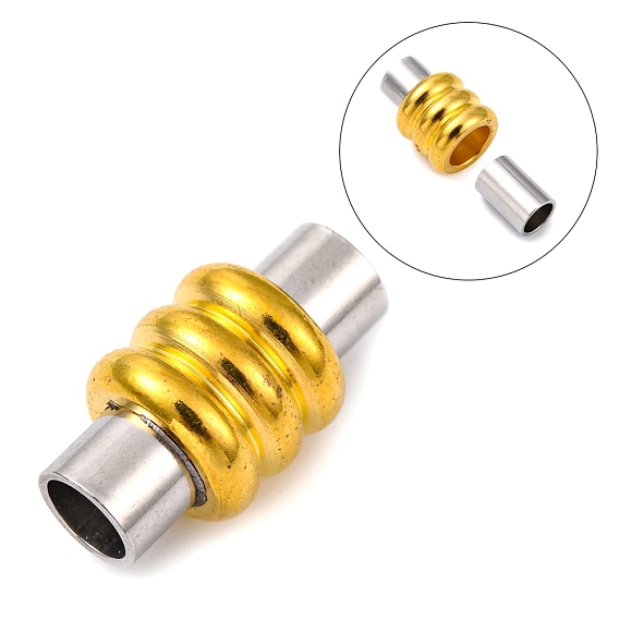Brass Magnetic Clasps with Glue-in Ends, Column, 10x19mm, Hole: 5mm