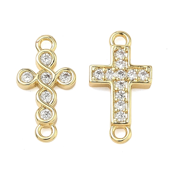 Латунные микропаве прозрачные подвески с фианитом, крест очарование, долговечный, стойки покрытие, без свинца и без кадмия