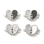 Brass Micro Pave Clear Cubic Zirconia Connector Charms, with Shell, Heart Shaped Wing Links, Real Platinum Plated