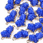 Electroplate Druzy Resin Links Connectors, with Iron Findings, Nuggets, Light Gold