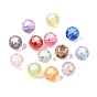 Transparent Acrylic Enamel Beads, Round with Star