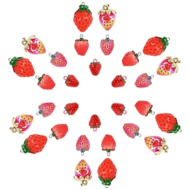 Комплекты подвесок в виде клубники, 30 шт. 5 стили подвески из смолы и акрила