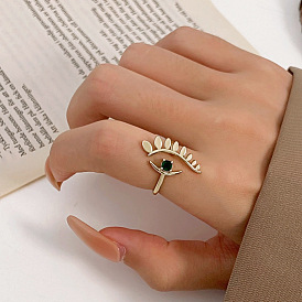 Devil's eye ring female retro fashion micro-inlaid zircon geometric opening index finger ring eye ring