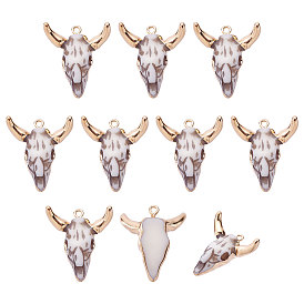 10Pcs Ox-Head Resin Pendants Set, with Edge Light Gold Plated Iron Loops
