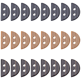 24 pcs 3 botones de resina de colores, semicírculo, 2 agujero