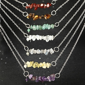 Natural Gemstone Pendant Necklaces, Chip