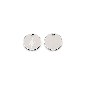 304 Stainless Steel Pendants, Flat Round with Flash Pattern