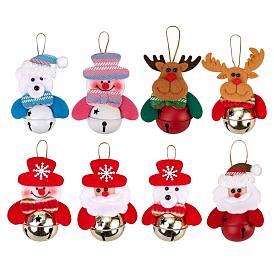 8Pcs Christmas Bells, Hanging Decorations Ornaments Set, for Christmas Tree and Holiday Party Decoration, Mixed Shapes