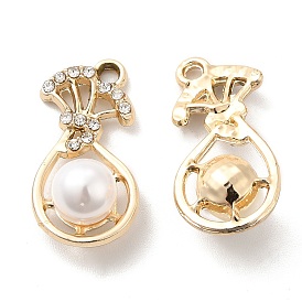 UV Plating Alloy Pendants, with Crystal Rhinestone and ABS Plastic Imitation Pearl, Lucky Bag Charms