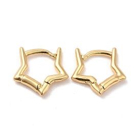 Rack Plating Brass Hoop Earrings, Long-Lasting Plated, Cadmium Free & Lead Free, Star