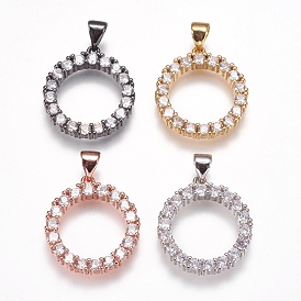 Micro cuivres ouvrent pendentifs zircone cubique, anneau
