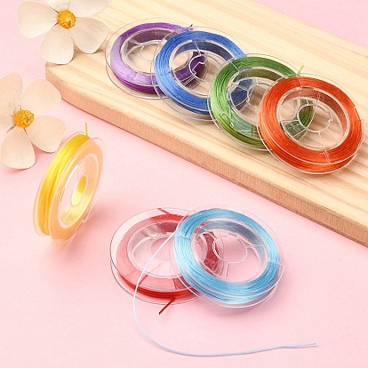 7 Rolls 7 Colors Flat Elastic Crystal String Set, Elastic Beading Thread, for Stretch Bracelet Making