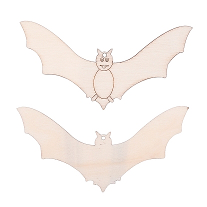 Bat Shape Halloween Blank Wooden Cutouts Ornaments, for Halloween Hanging Decoration, Kids Crafts DIY Party Supplies