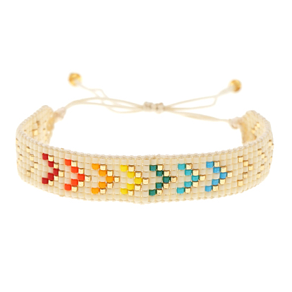 Adjustable Nylon Cord Braided Bead Bracelets, with Glass Seed Beads, Arrows