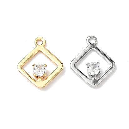 Подвески в виде ромбов с микропаве из кубических цирконий из латуни, без никеля 