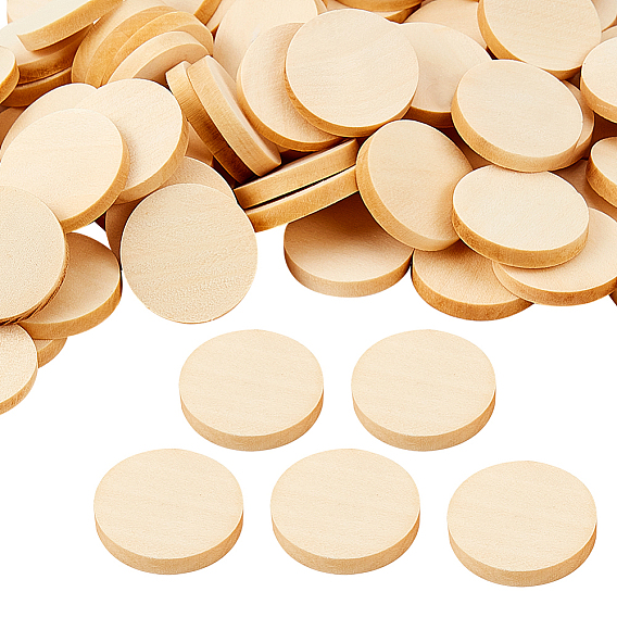 Blank Wood Cabochons, Flat Round