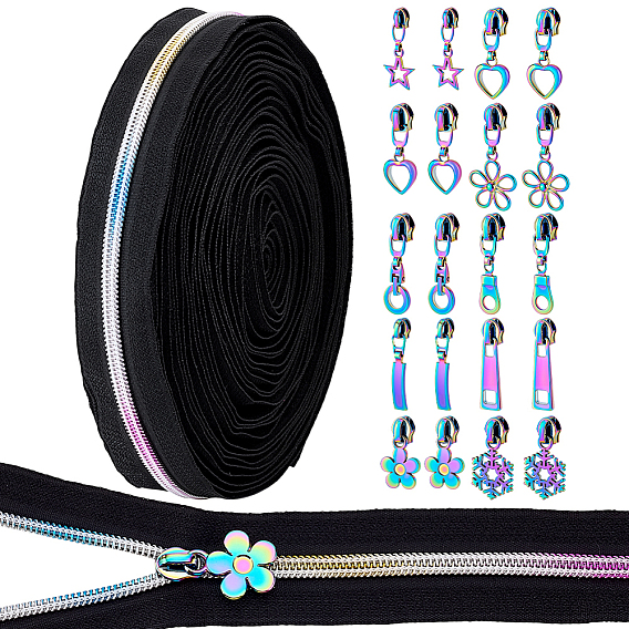 20шт. 10 варианты #5 и #3 сменные бегунки молнии из цинкового сплава, с 10 ярдами ПВХ закрытой молнии, для багажа чемодан рюкзак куртка сумки пальто