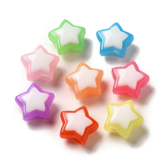 Imitation Jelly Transparent Acrylic Beads, Two Tone, Star