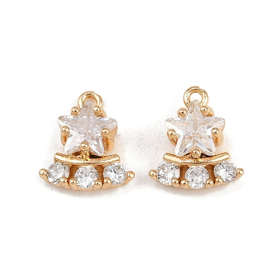 Латунные микропаве прозрачные кубические циркониевые подвески, звезда