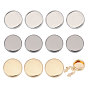 12Pcs 3 Colors Brass Cufflinks, Flat Round