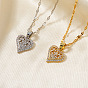 Женские ожерелья с подвеской в форме сердца из латуни с прозрачными кубическими цирконами и паве