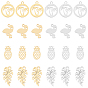 32 pcs 8 style 304 pendentifs en acier inoxydable, polissage manuel, ananas & flamant rose & anneau avec cocotier