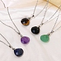 Natural & Synthetic Gemstone Teardrop Pendant Necklaces, Stainless Steel Cable Chain Necklace for Women