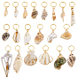 20 шт. 20 стили гальванизированные натуральные ракушки плетение волос подвески украшения клипсы, с 304 кольцами из нержавеющей стали