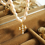 Vintage Pearl Cross Pendant Necklace for Women - Non-Fading European Style Jewelry