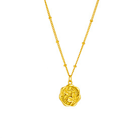 Цепочка на ключицу в средневековом ретро-персиковом стиле, изысканное ожерелье из титановой стали, позолоченное ожерелье для женщин