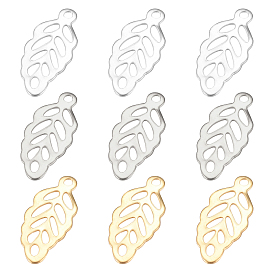BENECREAT 60Pcs 3 Style 304 Stainless Steel Pendants, Leaf Charms