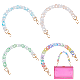 4 шт. 4 цвета градиент цвета акриловые витые звенья цепи удлинители сумок, с пружинным кольцом из сплава и поворотной застежкой, золотые