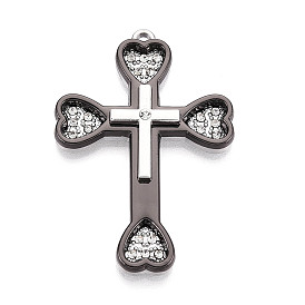 Подвески из сплава и страза, крестик, без кадмия и без свинца