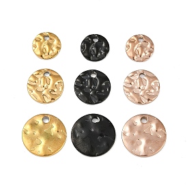 304 Stainless Steel Textured Disc Charms