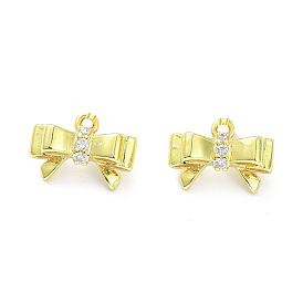 Breloques en laiton zircon cubique transparent, bowknot