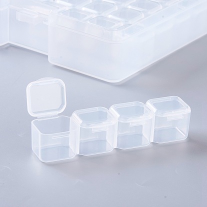 20pcs Plastic Bead Containers Flip Top Bead Storage 8 Compartments