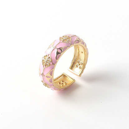 Colorful Enamel and Zirconia Ring in 18K Gold - Fashionable, Simple, Cute for Women