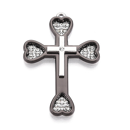 Подвески из сплава и страза, крестик, без кадмия и без свинца