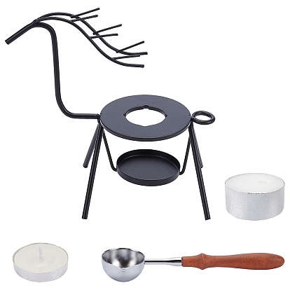 Deer Iron Wax Furnace, with Wax, Brass Wax Sticks Melting Spoon and Candle, for Melting Wax Seal Sticks or Sealing Wax Beads