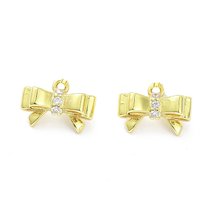 Breloques en laiton zircon cubique transparent, bowknot