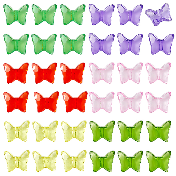 300 шт 6 цвета прозрачные акриловые бусины, бабочка, граненые