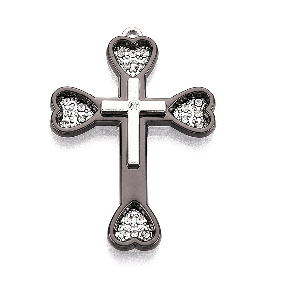 Подвески из сплава и страза, крестик, без кадмия и без свинца