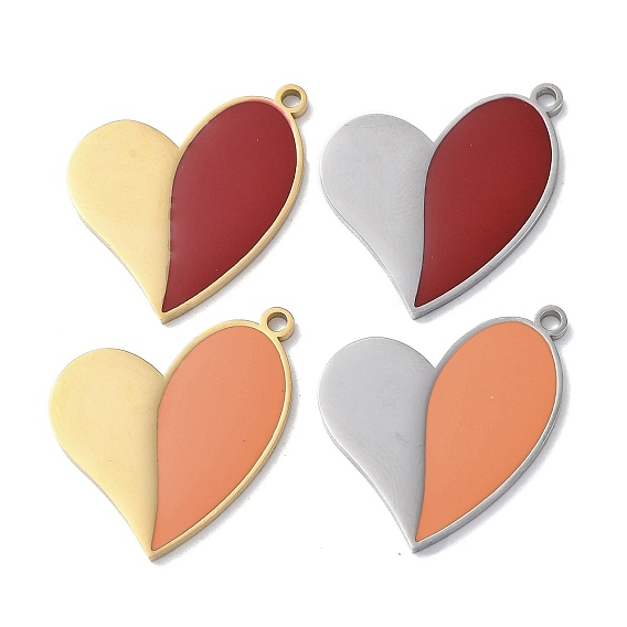 304 подвески из нержавеющей стали, с эмалью, шарма сердца